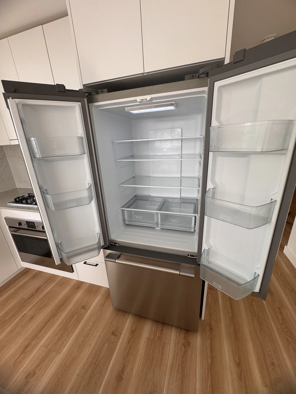 Spotless clean refrigerator interior after a deep cleaning