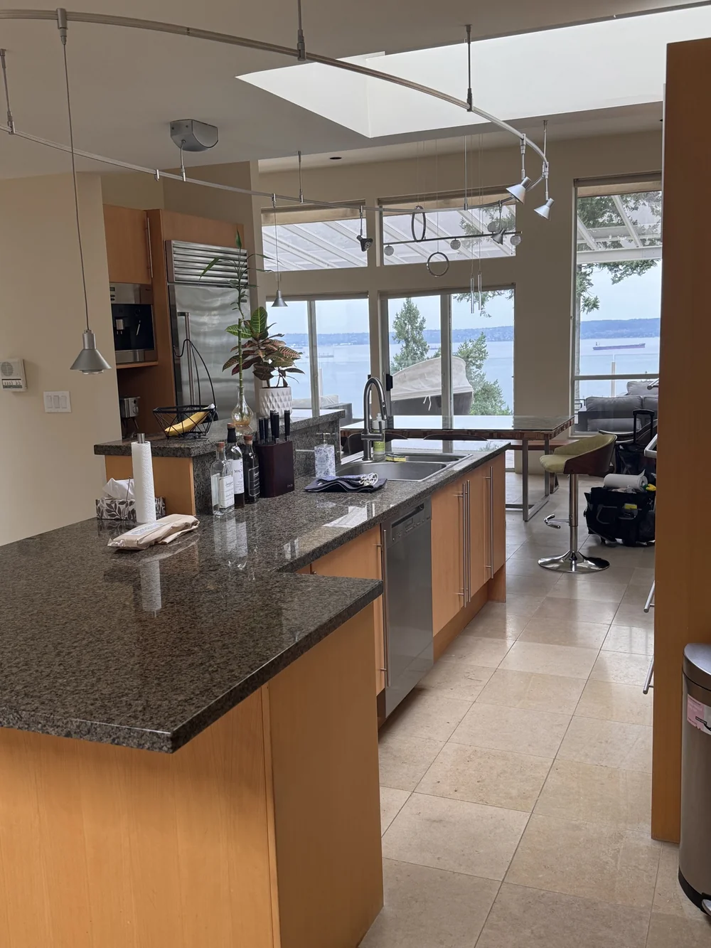 Kitchen with an ocean view, cleaned and polished